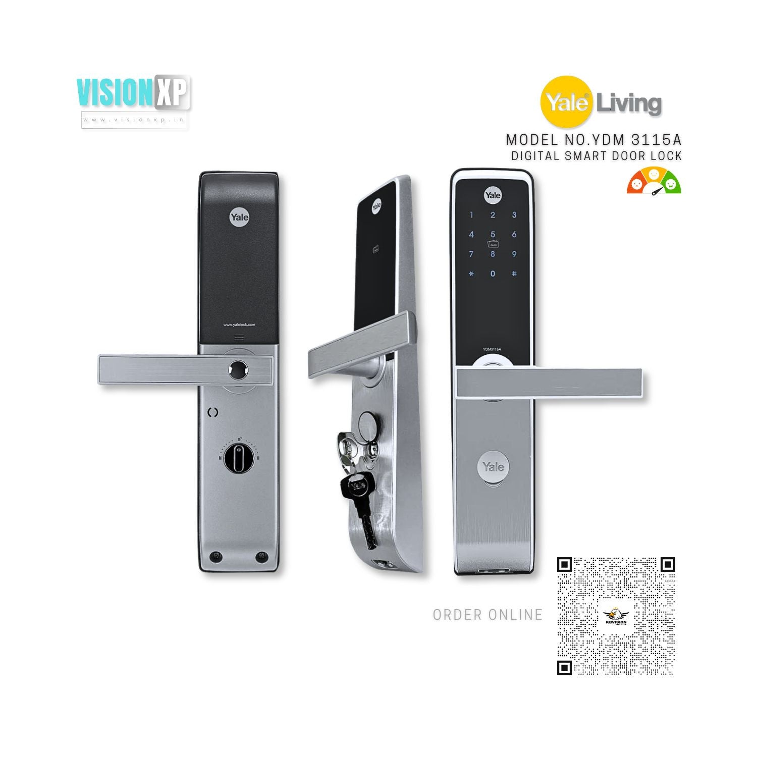 Yale YDM 3115 A Premium RFID Digital Card Door Lock (Silver) Yale YDM 3115 A Premium RFID Digital Card Door Lock (Silver)